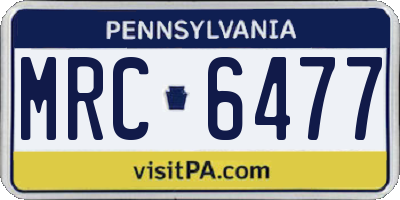 PA license plate MRC6477