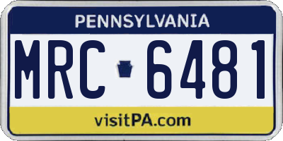 PA license plate MRC6481