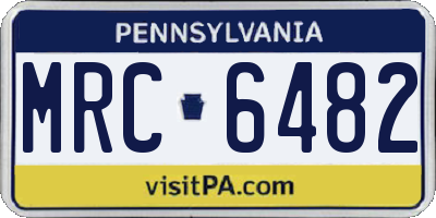 PA license plate MRC6482