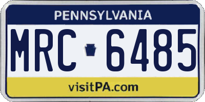 PA license plate MRC6485