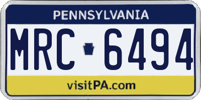 PA license plate MRC6494
