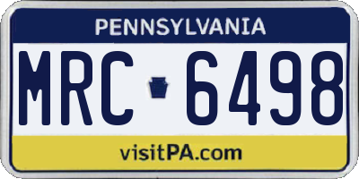 PA license plate MRC6498
