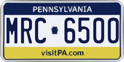 PA license plate MRC6500