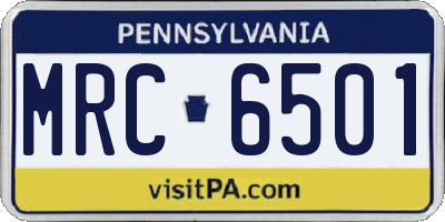 PA license plate MRC6501