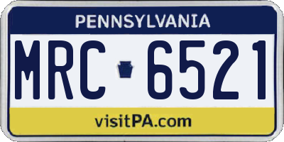 PA license plate MRC6521