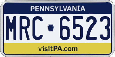 PA license plate MRC6523