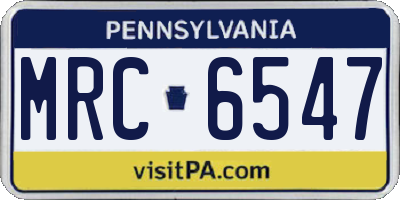 PA license plate MRC6547