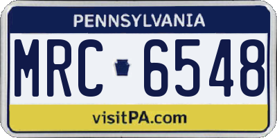 PA license plate MRC6548