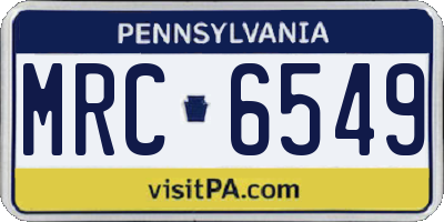 PA license plate MRC6549
