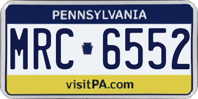 PA license plate MRC6552
