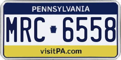 PA license plate MRC6558