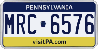 PA license plate MRC6576