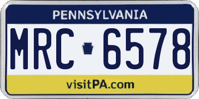 PA license plate MRC6578