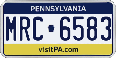 PA license plate MRC6583