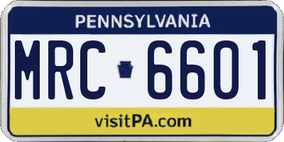 PA license plate MRC6601