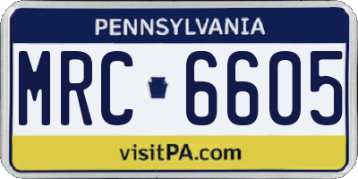 PA license plate MRC6605