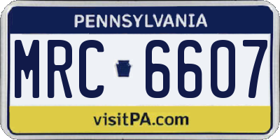 PA license plate MRC6607