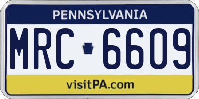 PA license plate MRC6609