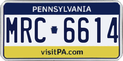 PA license plate MRC6614