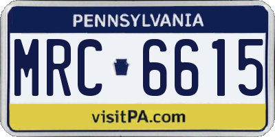 PA license plate MRC6615