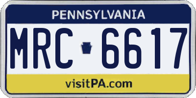 PA license plate MRC6617