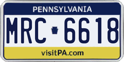 PA license plate MRC6618
