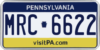 PA license plate MRC6622
