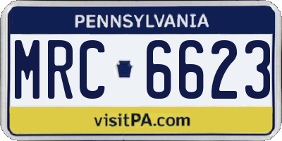 PA license plate MRC6623