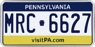 PA license plate MRC6627