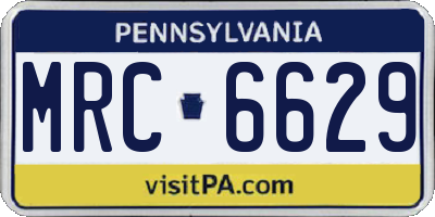 PA license plate MRC6629