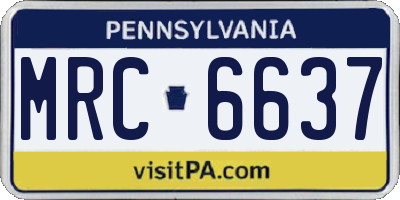 PA license plate MRC6637