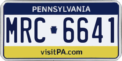 PA license plate MRC6641