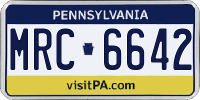 PA license plate MRC6642