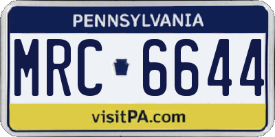 PA license plate MRC6644
