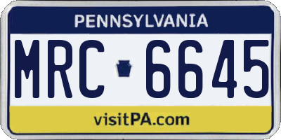 PA license plate MRC6645