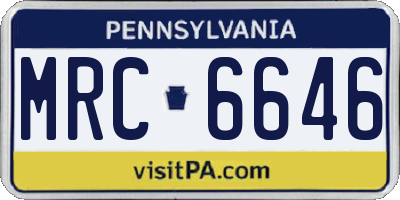 PA license plate MRC6646