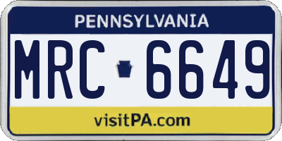 PA license plate MRC6649