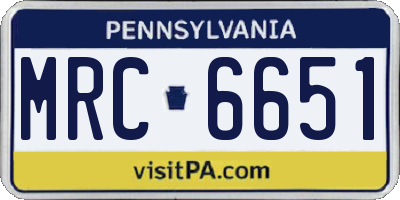 PA license plate MRC6651