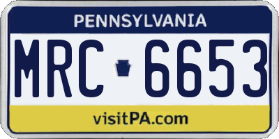 PA license plate MRC6653