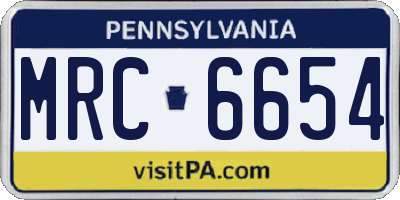 PA license plate MRC6654