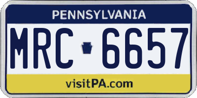 PA license plate MRC6657