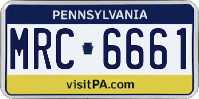 PA license plate MRC6661