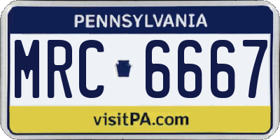 PA license plate MRC6667