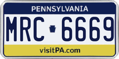 PA license plate MRC6669