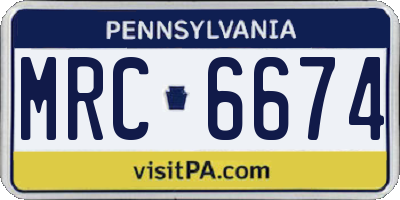PA license plate MRC6674