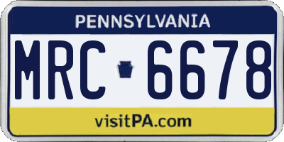 PA license plate MRC6678