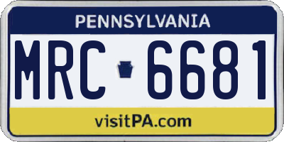 PA license plate MRC6681