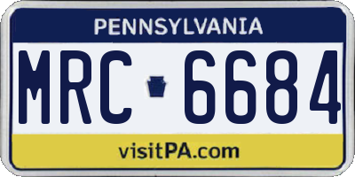 PA license plate MRC6684