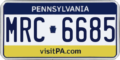 PA license plate MRC6685