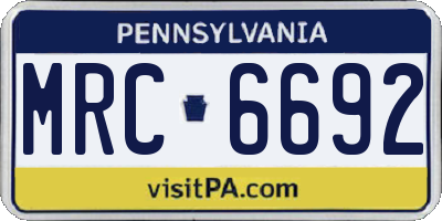 PA license plate MRC6692